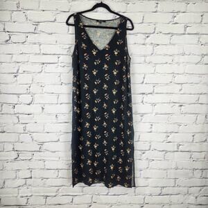 Madewell Dress Womens M linen-Blend V-Neck Tank Marseille Daisies comfort floral